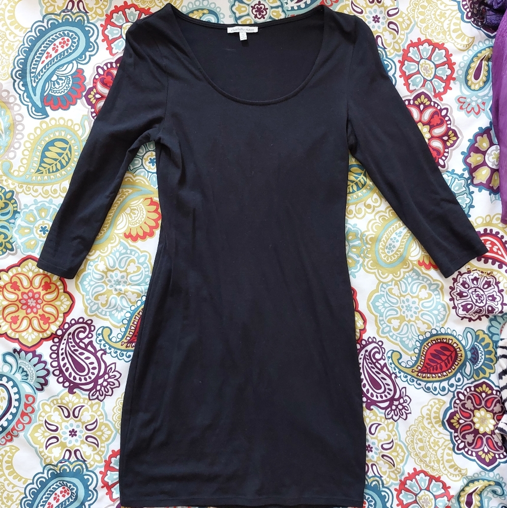 Bodycon black knit jersey dress